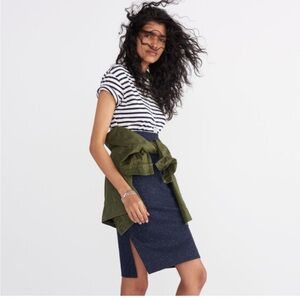 Madewell Dark Blue Column Side-Slit Skirt in Speckle Sz L